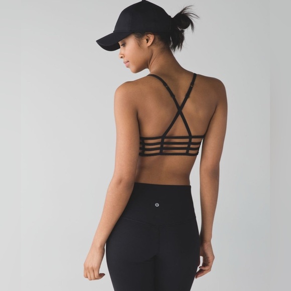 Lululemon Black Hot Spell Bra Strappy Caged In Bralette - Picture 12 of 12